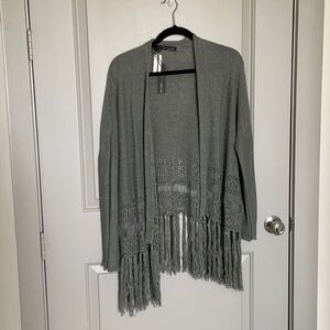 NWT 360 Italian yarn gray sweater with fringe szS